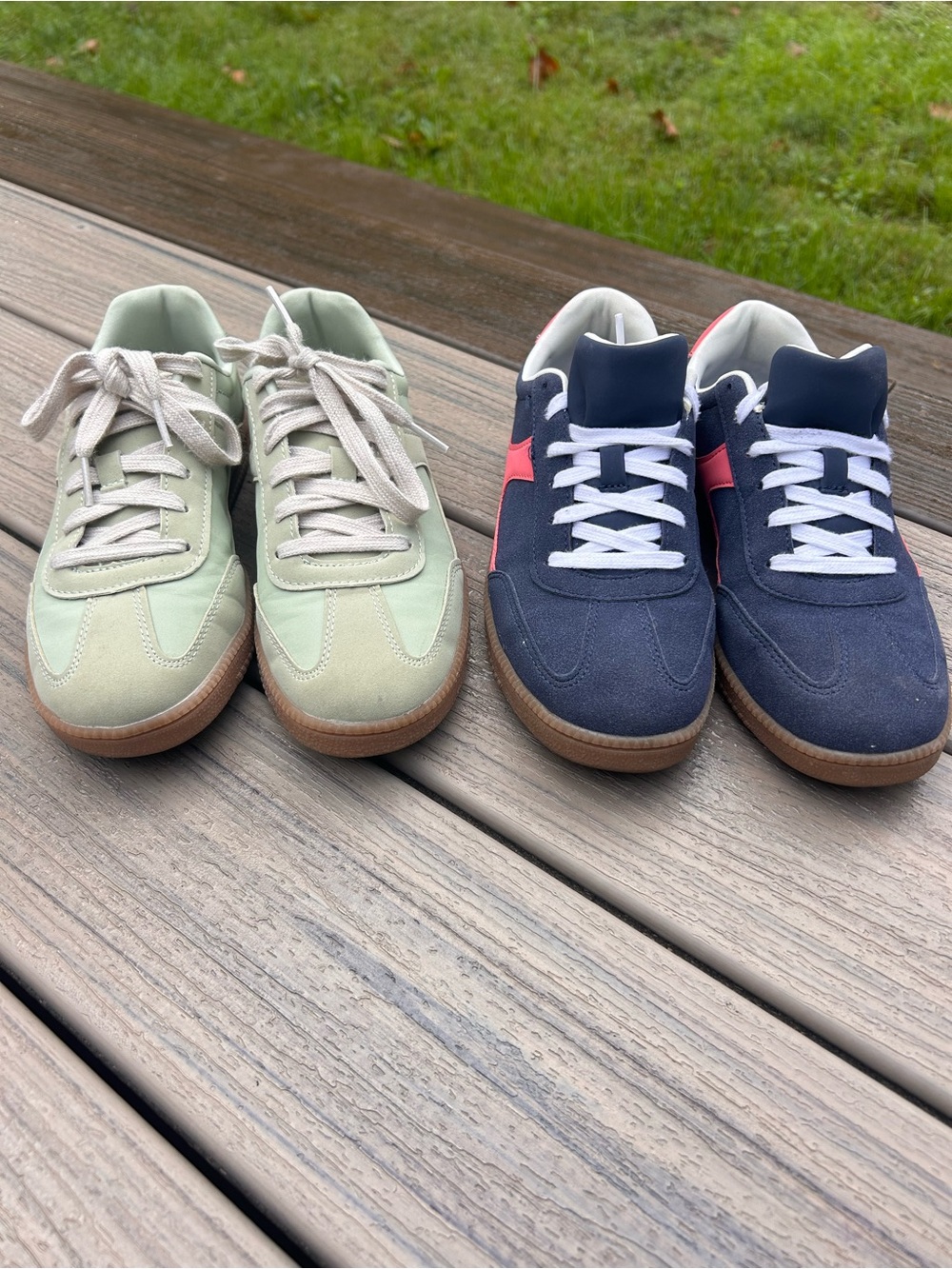 X2 No Boundaries Casual Lace-Up Sneakers in Light Green and Navy/Bright Pink